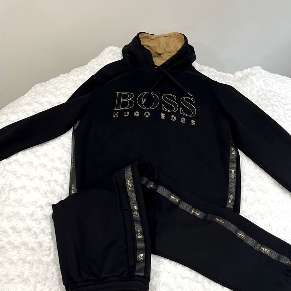 Hugo Boss Black Hoodie with Gold Detail
